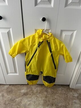 Kids Waterproof Yellow Rain Suit - Hooded Raincoat & Overalls